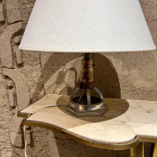 Modern Small Aluminum Table Lamp, Geometric Form, Modern Design, 1980s For Sale - Image 3 of 8