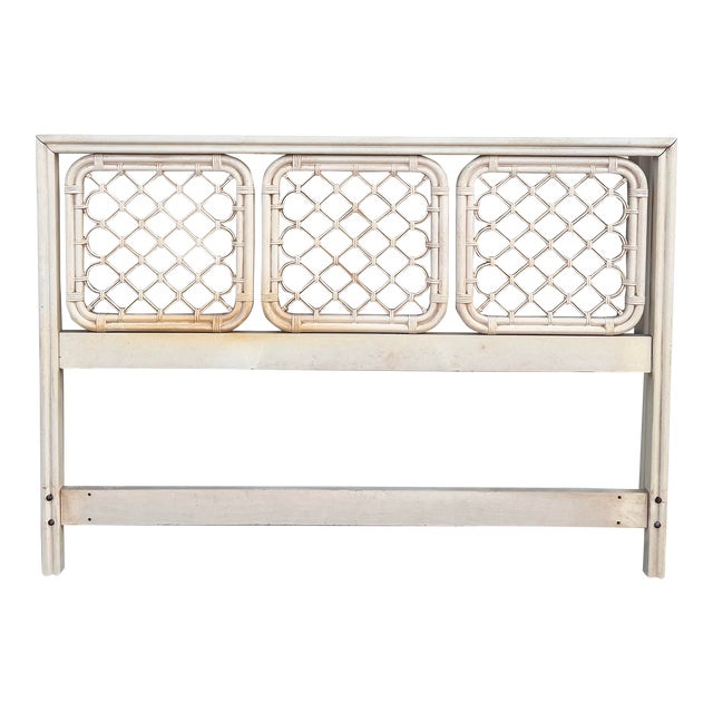 Lattice Fretwork Faux Bamboo Queen Headboard For Sale