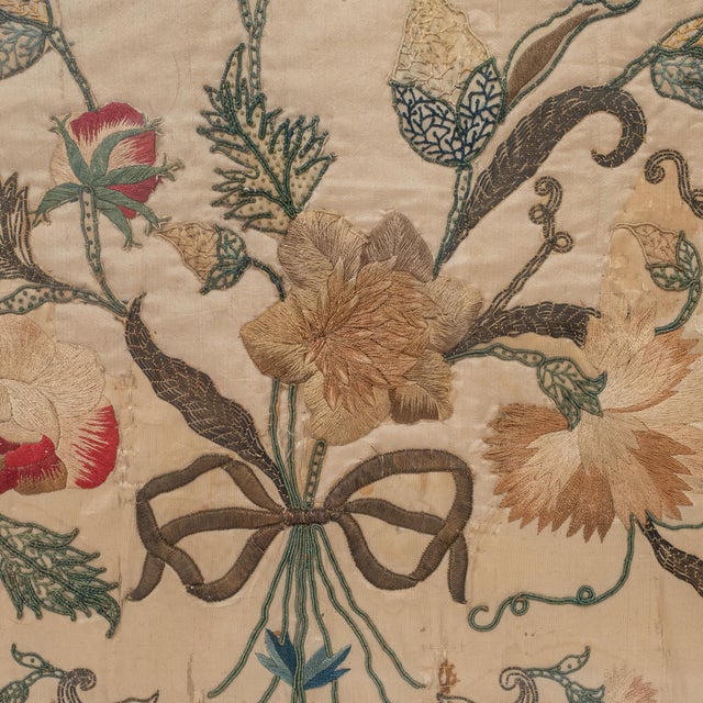 18th Century English Georgian Silk and Gold Metallic Thread Embroidered Apron Panel For Sale In New York - Image 6 of 11