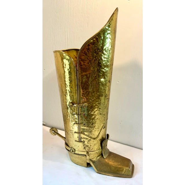 Vintage English Brass Boot Shaped Umbrella Stand For Sale In Dallas - Image 6 of 10