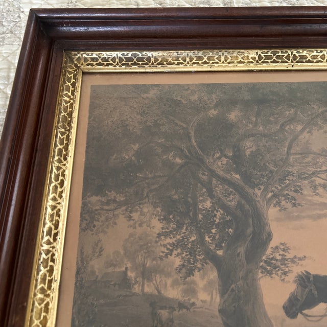 Wood 1874 Framed Lithograph “Homeward” by Joseph John For Sale - Image 7 of 8