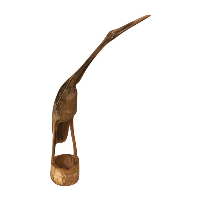 Mid 20th Century Set of 2 Hand Carved Bovine Horn Heron/Crane Sculpture Figureines For Sale - Image 4 of 4