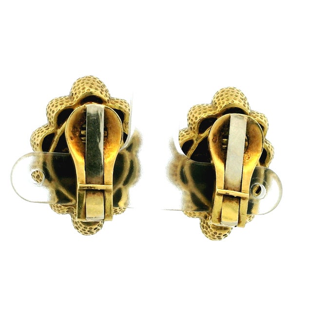 Vintage 18k Gold Sculptural Brutalist Clip-on Earrings, A Pair For Sale - Image 4 of 16