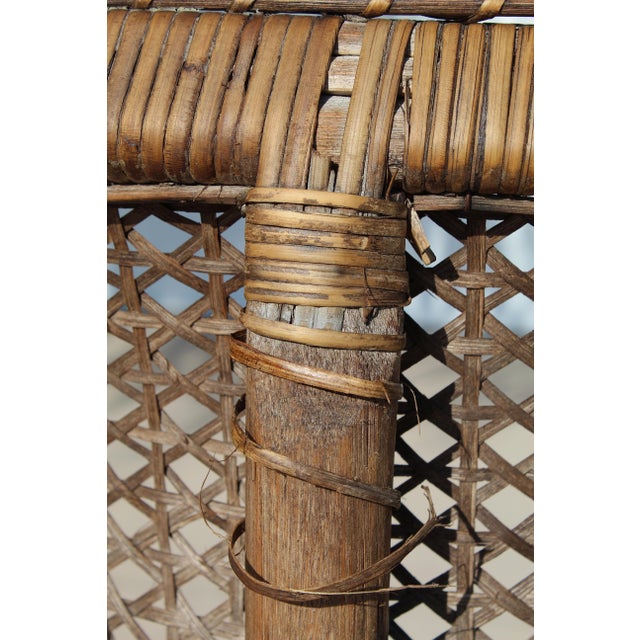 Vintage Thai Bohemian Wicker Peacock Chair With Cushion For Sale - Image 16 of 18