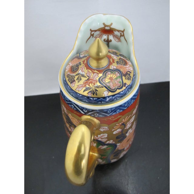 Ceramic Lavish Kisen Kiln Japanese Imari Arita Ware Porcelain Gold Face Spout Pitcher For Sale - Image 7 of 11