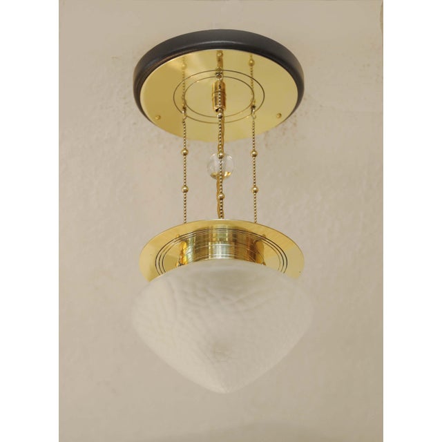 Art Nouveau Secession Glass Ceiling Lamp, 1890s For Sale - Image 3 of 9