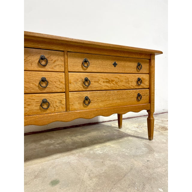 Vintage Scandinavian Oak Dresser. 6 drawers. 55w 17d 25h