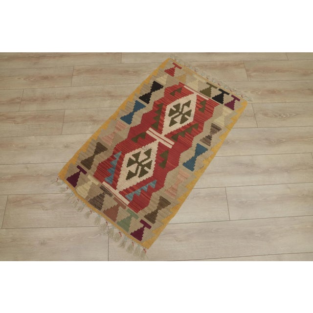 Size: 2.3 x 3.9 ft ( 70 x 117 cm) 27 x 46 inches Color: Organic Natural Dye ( Yellow,Beige,Red,Green,Cream,Blue )...