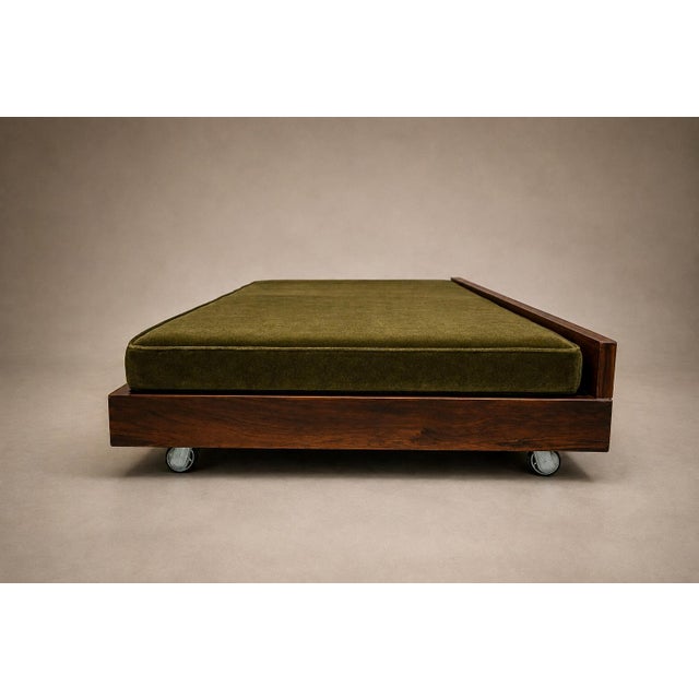 Brazilian Modern Two-in-One Rosewood Sofa & Daybed in Deep Olive Mohair, Celina For Sale - Image 16 of 18