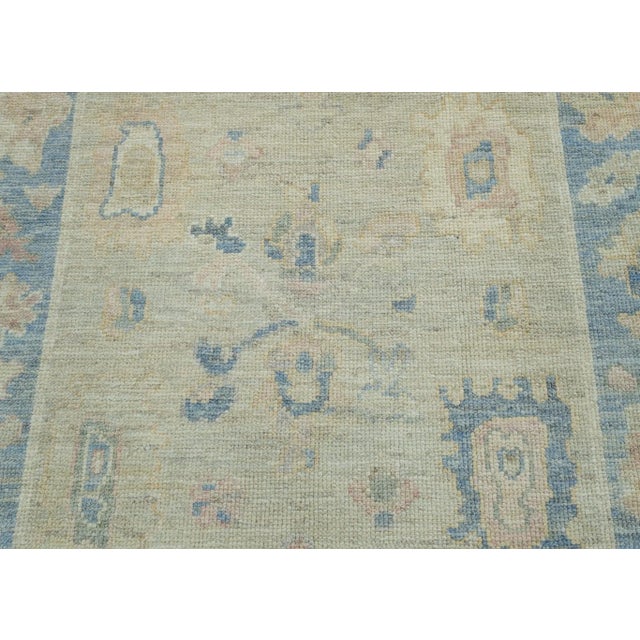 Blue & Cream Turkish Oushak Rug 3'11" x 6'2" For Sale In Houston - Image 6 of 9