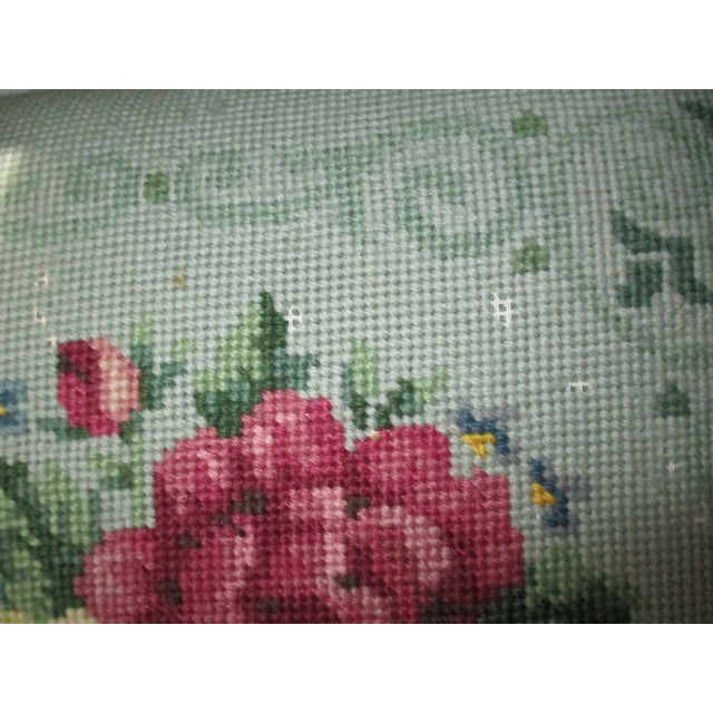 1960s Vintage Needlepoint Green Velvet Storage Footstool For Sale - Image 11 of 12