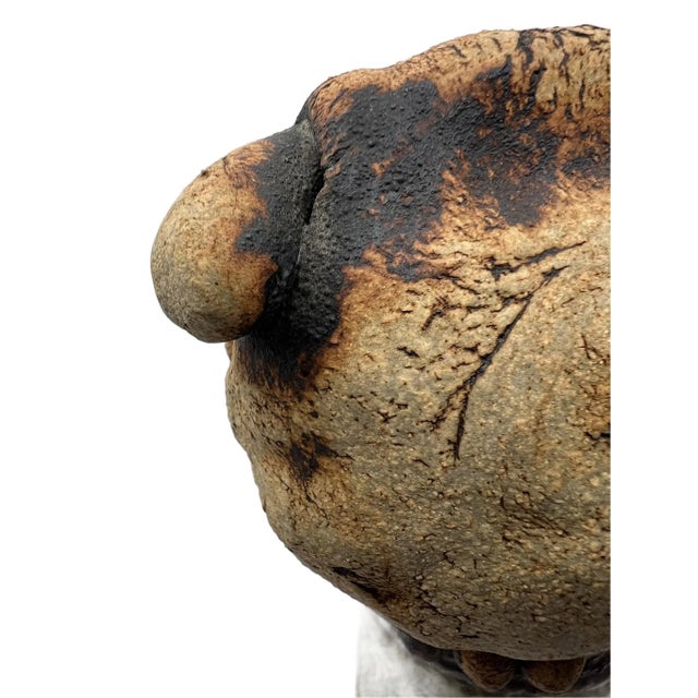 Brown Stoneware Cow Bell by Todd Warner Dated 1970s For Sale - Image 8 of 13