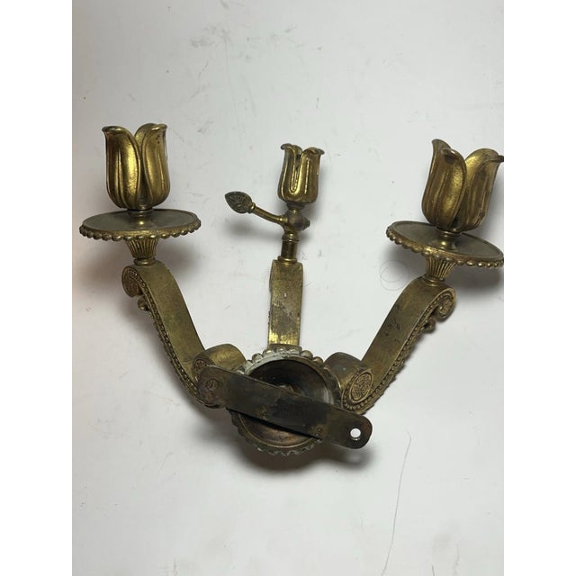 19thc French Louis XVI Gilt Bronze Gas Conversion Wall Sconce For Sale - Image 10 of 14