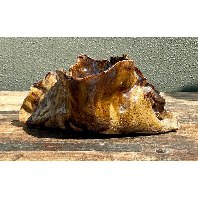 Brown Vintage Original Studio Pottery Pocket For Sale - Image 8 of 12