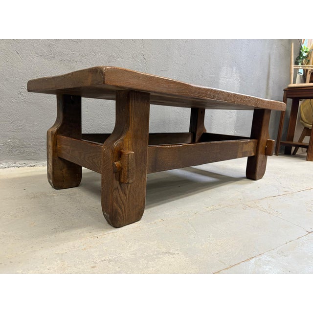 Brutalist Oak Coffee Table, 1970s For Sale - Image 6 of 7