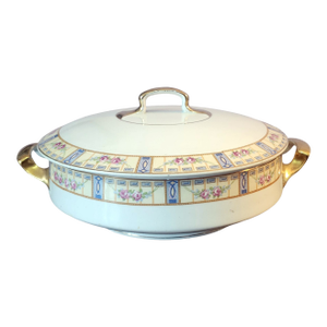 Antique J & G Meakin Hanley England Candida Round Covered Vegetable Casserole Bowl W Lid 1920s
