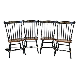 Hitchcock Decorated Fanback Windsor Dining Chairs - Set of 4 For Sale