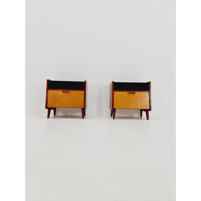 Mid-Century German Nightstands / Bedside Tables with Glass Tops from Wk Möbel, 1960s, Set of 2 For Sale - Image 10 of 11