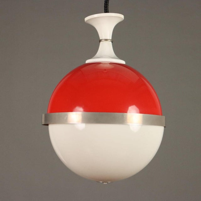 Metal Vintage Pendant in 2-Tone Aluminium and Plastic, Italy, 1970s For Sale - Image 7 of 7