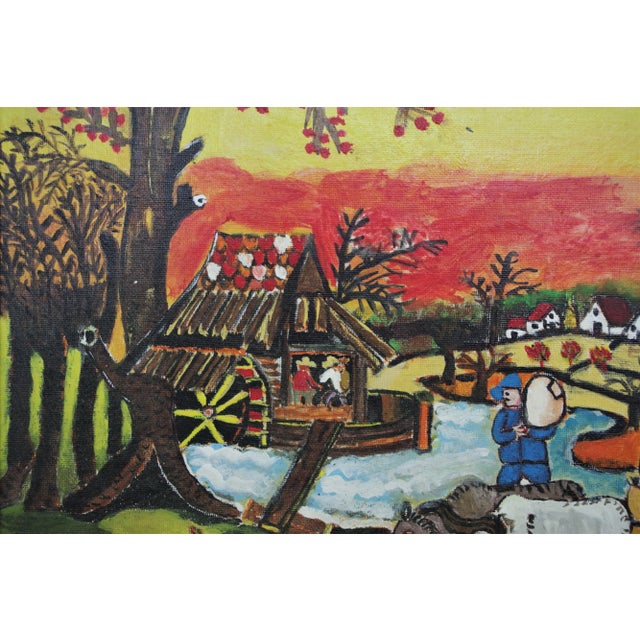 Wood Painting Agricultural Landscape, Zavagnor For Sale - Image 7 of 12