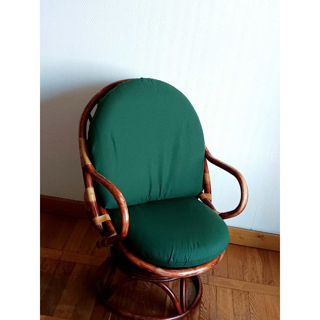 Swivel Rattan Lounge Chairs, 1970s, Set of 2 For Sale - Image 4 of 15