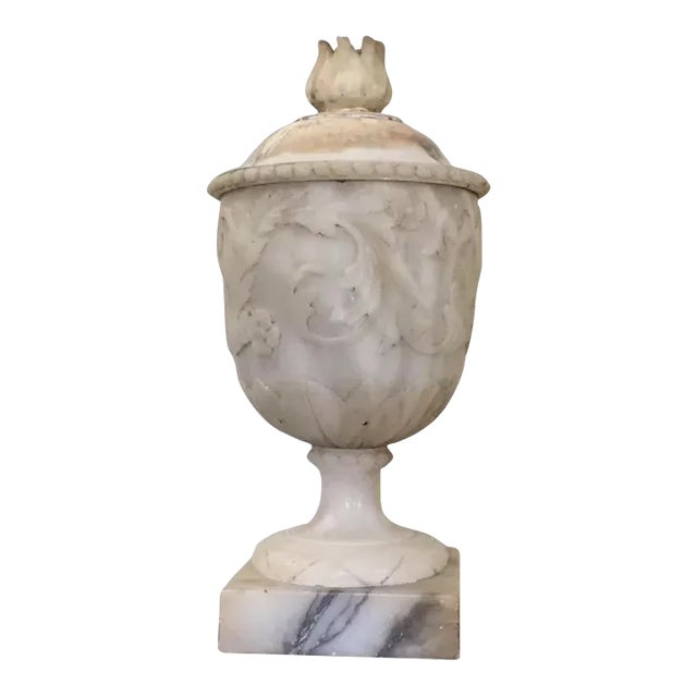 Antique 19th Century Italian Grand Tour Carved Alabaster Marble Vase in the Piranesi Style For Sale