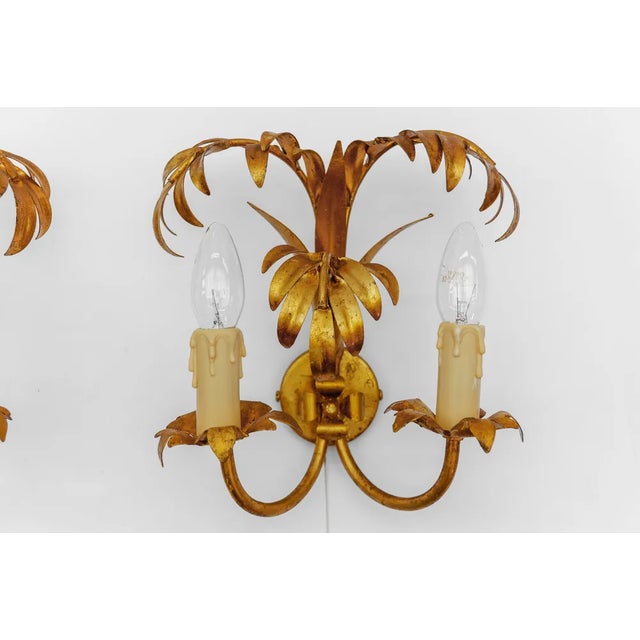 1970s Hollywood Regency Double Palm Wall Lights from Hans Kögl, 1970s, Set of 2 For Sale - Image 5 of 13