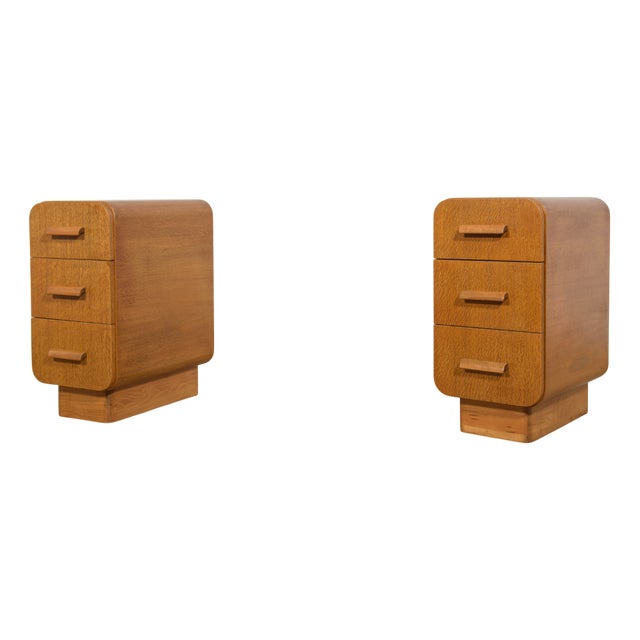 Art Deco Nightstands, Czechoslovakia, 1950s, Set of 2 For Sale