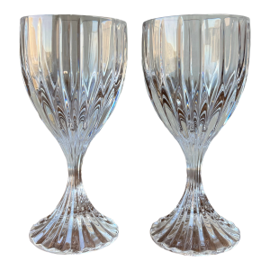 Late 20th Century Mikasa Parklane Pattern Crystal Wine Glasses- Set of 2