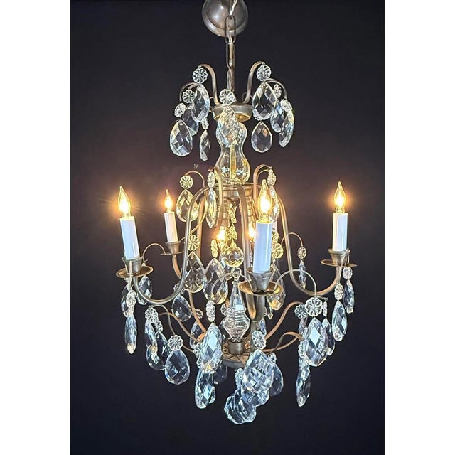 Early 20th Century Antique French Bronze & Crystal Chandelier For Sale - Image 5 of 8