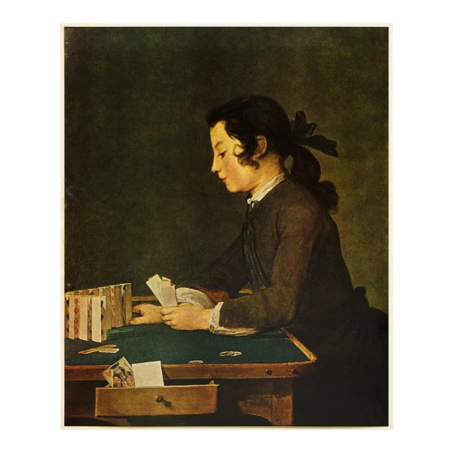 1956 Jean Baptiste Simeon Chardin "The House of Cards", Vintage Full-Color Print For Sale