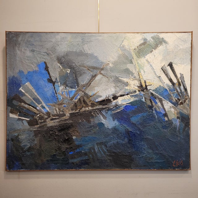 Hugo Cleis, The Battle of Salamine, 1950s, Oil on Canvas For Sale - Image 9 of 18