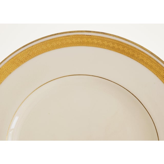 Traditional Early 20th Century Set of 10 Minton Antique Appetizer Plates Cream Porcelain Gold Rim For Sale - Image 3 of 5