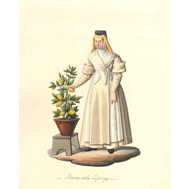 The original artwork Monaca della Sapienza is a beautiful watercolour on ivory-colored paper made by the virtuous artist...