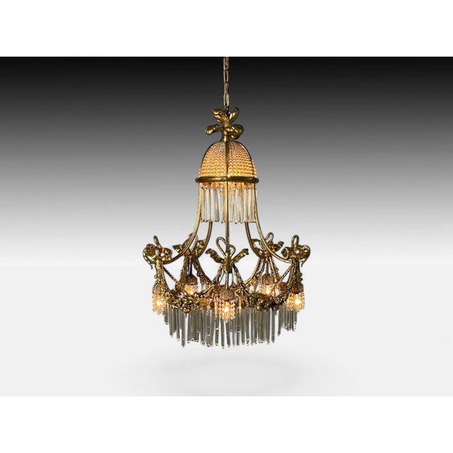 Louis XVI Style, Russian Neoclassical, Doré Bronze, Crystal, Chandelier, France 1900s An early 20th century Louis XVI...
