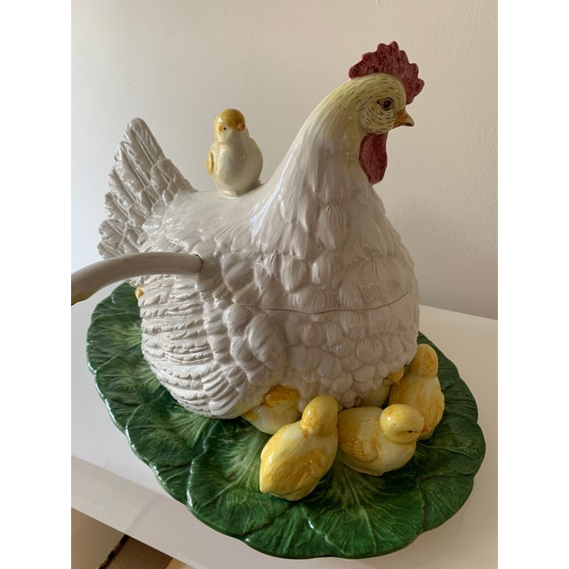 Late 20th Century Intrada Hen Soup Tureen With Baby Chicks, Ladle and Serving Tray 8 Pieces