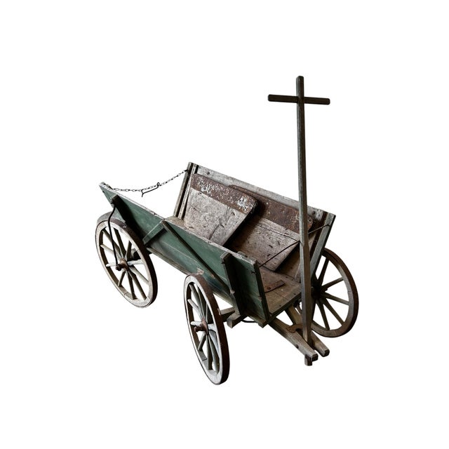 Victorian Painted Wooden Four-Wheel Hand Cart, 1880 For Sale - Image 3 of 8