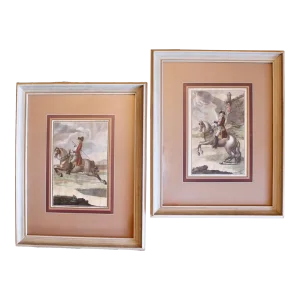 Pair of 18th Century Portuguese Equestrian Engravings, Dressage by De Andrade