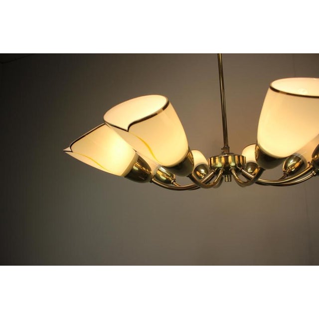 Mid-Century Modern Czechoslovak Brass and Glass 10-Arm Chandelier, 1960s For Sale - Image 12 of 15