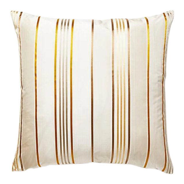 The House of Scalamandré Charlotte Stripe Pillow, Patina For Sale