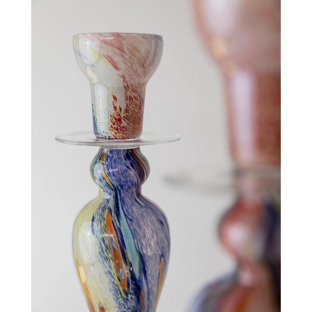 Glass Vintage Italian Murano Glass Candleholders, 1980s, Set of 2 For Sale - Image 7 of 13