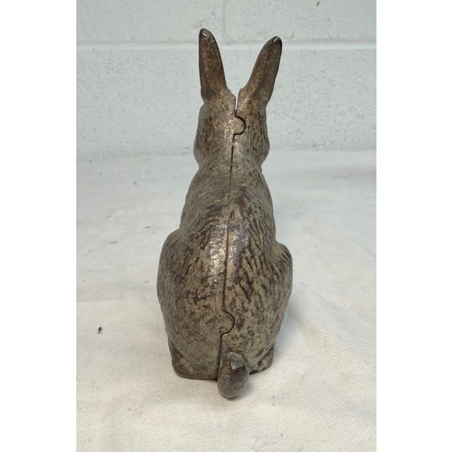 Gray Antique 1920's Cast Iron Bunny Rabbit Animal Still Coin Bank – A.c. Williams For Sale - Image 8 of 9