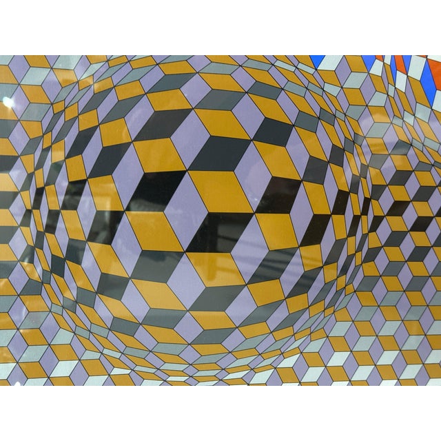 Art Deco Victor Vasarely Silkscreen Nebulus Signed Beautifully Framed Circa 1980 For Sale - Image 3 of 13