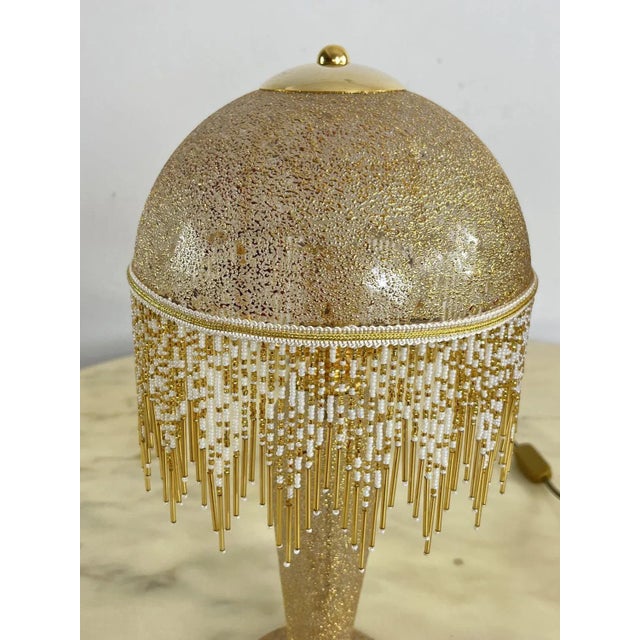 Table Lamps in Mouth-Blown Glass Hand-Decorated with Pure Gold, 1980s, Set of 2 For Sale - Image 6 of 9
