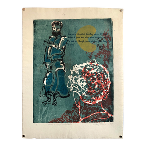Unknown, Vintage Vibrant Mod Divine Comedy Dante Virgil Woodblock Woodcut Print, c.1960-1970s
