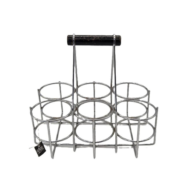 Vintage 6-Bottle Rack in Chrome-Plated Steel and Wood from Zack, 1980s For Sale - Image 11 of 11