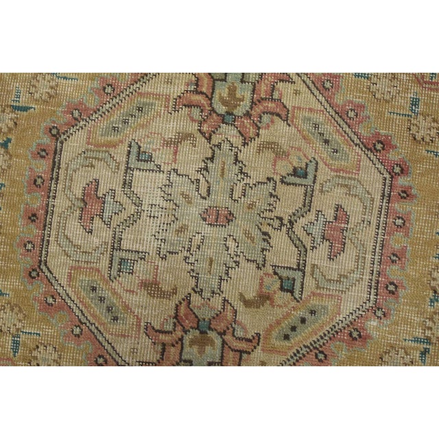 Pink Tabriz Rug 9’8” X 12’8” Pink Wool Vintage Distressed Hand-Knotted Carpet For Sale - Image 8 of 15