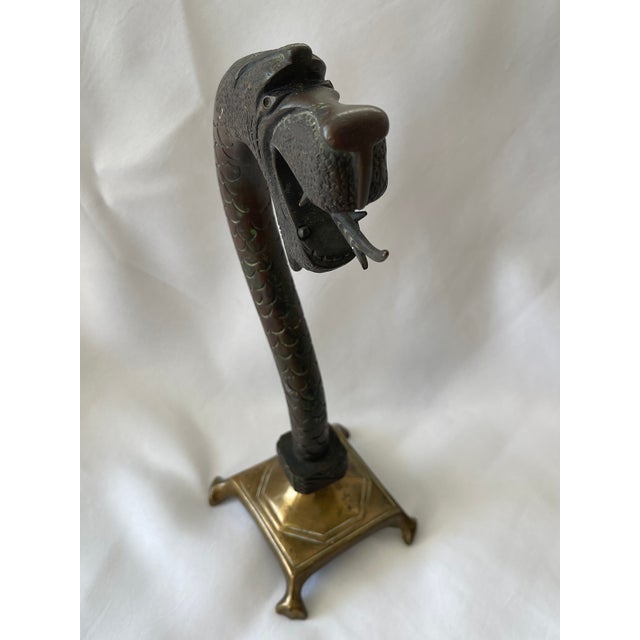 Bronze Early 20th Century Antique English Bronze & Brass Dragon Pocket Watch Holder For Sale - Image 8 of 13