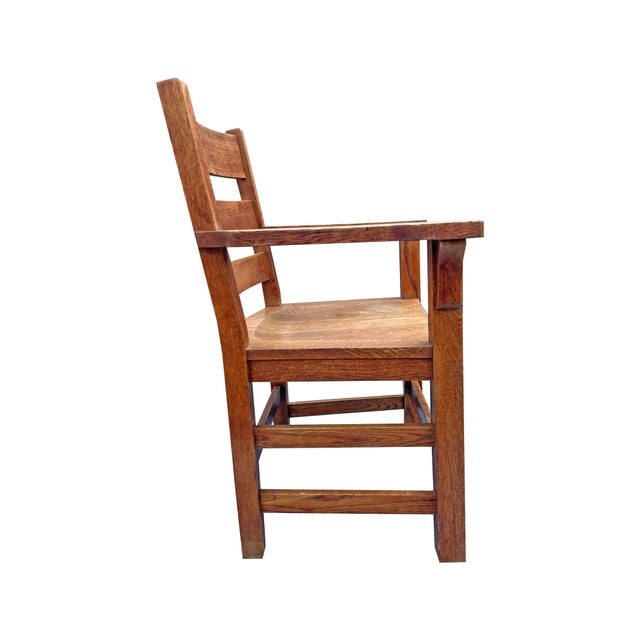 Antique Mission Style Oak Side or Accent Chair For Sale - Image 4 of 7