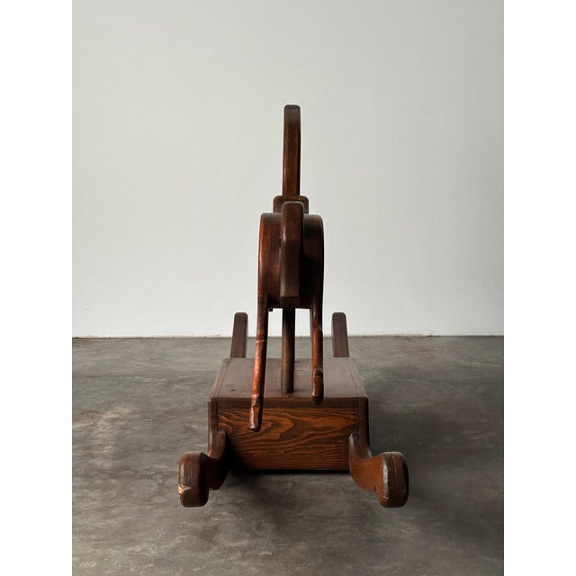 Handcrafted Mid 20th Century Sculptural Pine Rocking Horse For Sale - Image 16 of 18